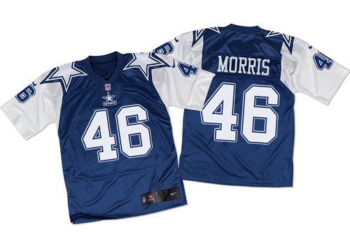 Nike Cowboys #46 Alfred Morris Navy Blue/White Men's Stitched NFL Throwback Elite Jersey - Click Image to Close